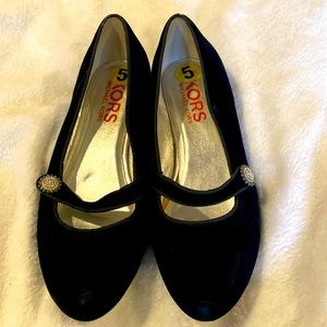 Michael Korrs velvet wedges size 5 with rhinestones